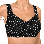 Бюстгальтер Ниночка для фиксации экзопротеза 70-18 черный с белым горошком.